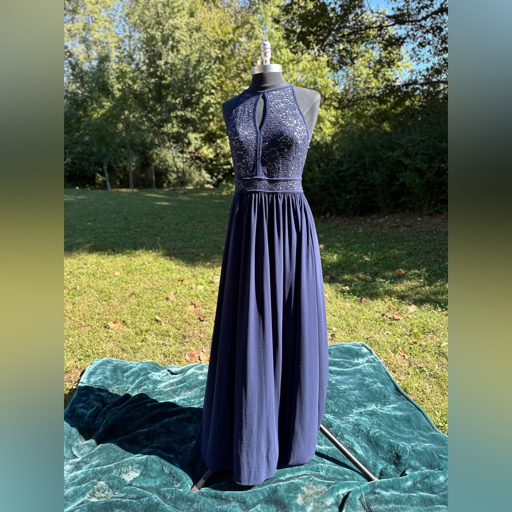 Sparkly Blue Keyhole Dress